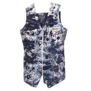 6 Tie Dye Hand Painted Vest Long Zipper Pockets